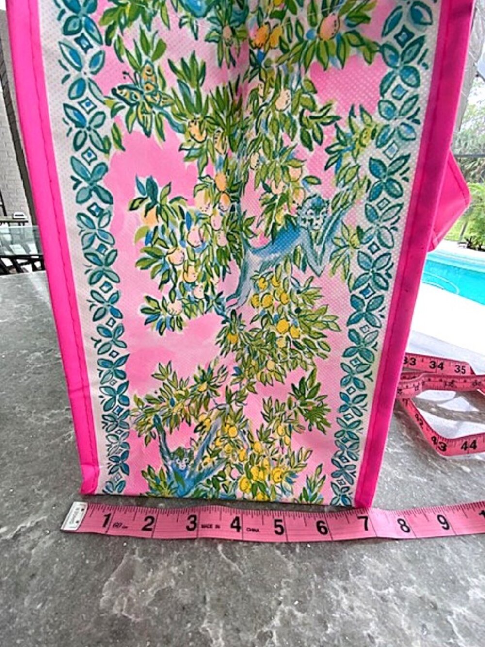 Lilly Pulitzer Reusable Shopping Bag Palm Beach Pink Tote Collectible Medium - Picture 5 of 6